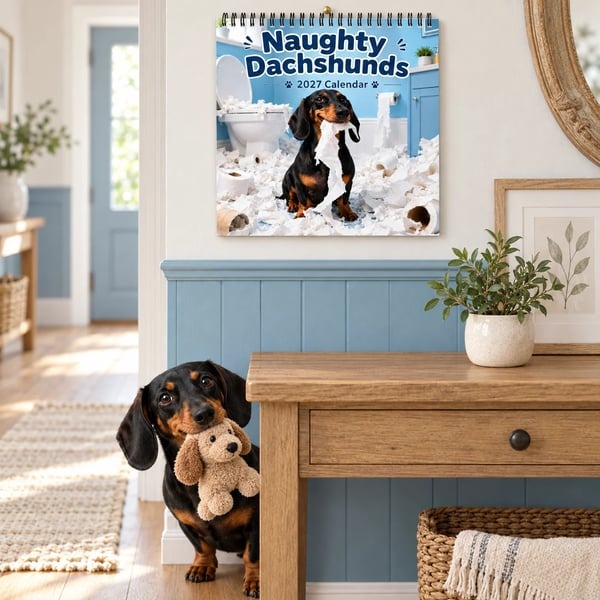 Naughty Dachshunds 2027 Wall Calendar - 12 Months of Mischief, Mayhem and Sausage Dog Smiles