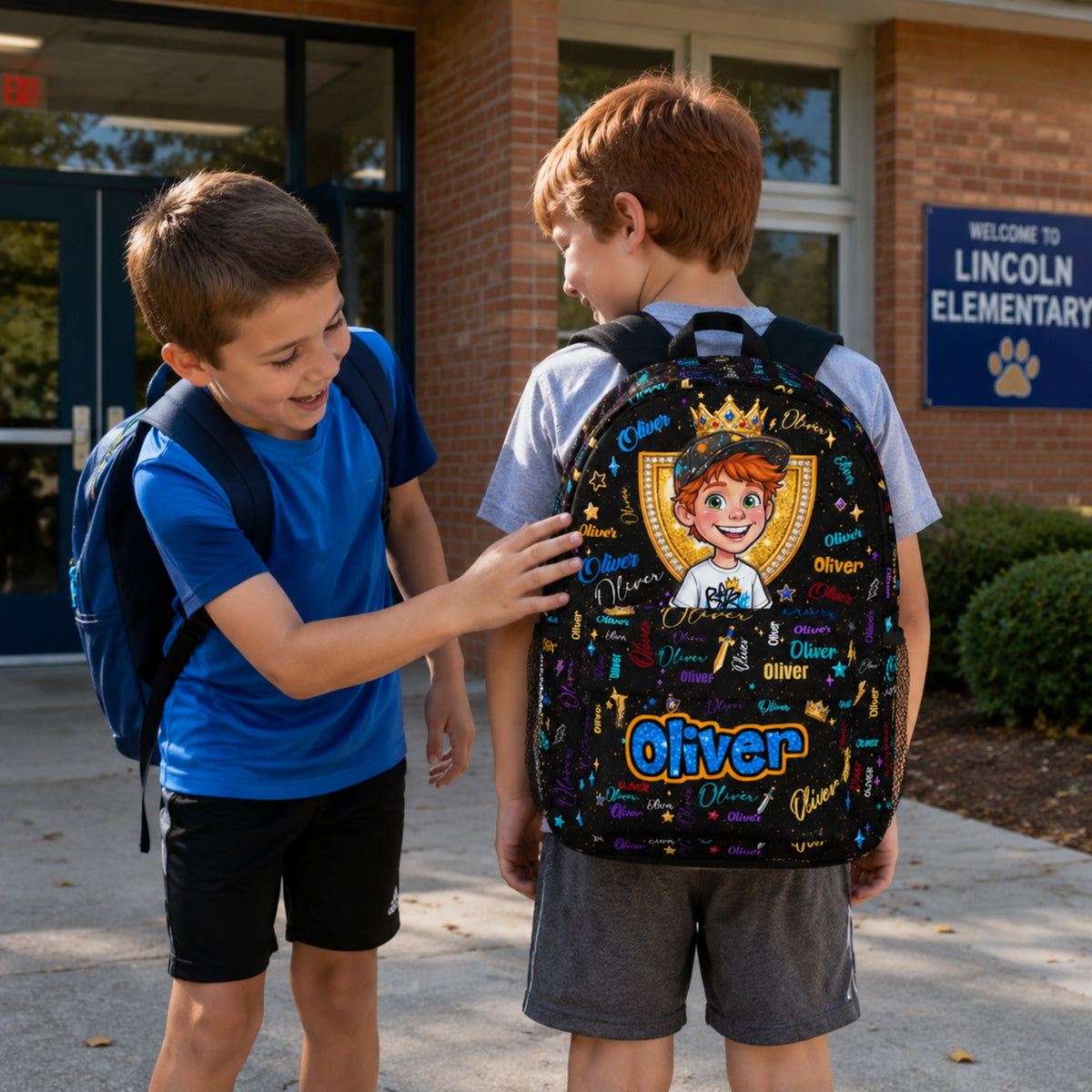 Personalized Starry Cartoon Photo Word Cloud Large Capacity Kids Backpack with Name Back to School Birthday Gift for Boys Girls