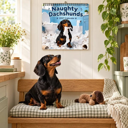 Naughty Dachshunds 2027 Wall Calendar - 12 Months of Mischief, Mayhem and Sausage Dog Smiles