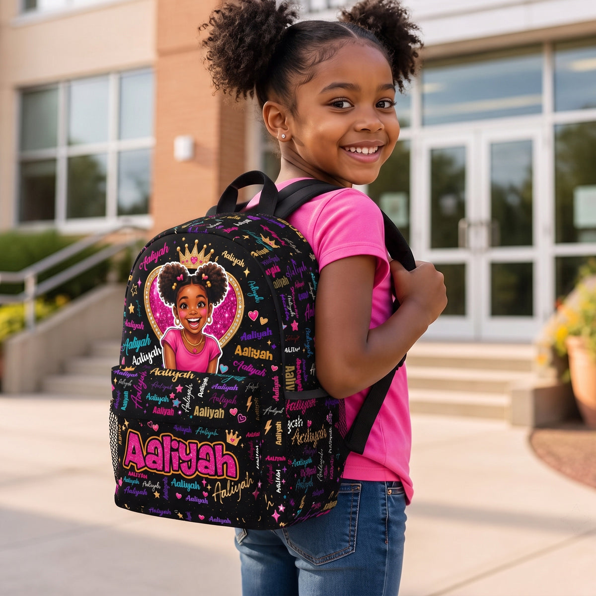 Personalized Starry Cartoon Photo Word Cloud Large Capacity Kids Backpack with Name Back to School Birthday Gift for Boys Girls