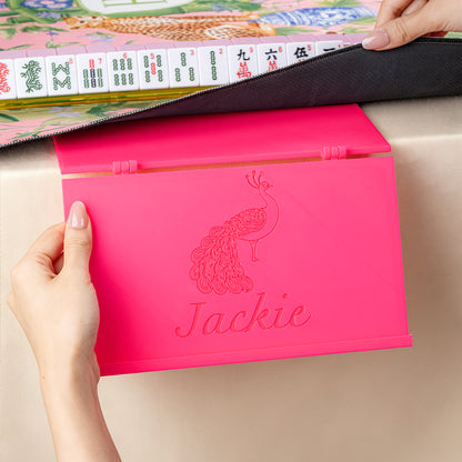 Personalized Chinese Dragon Space-Saving Foldable Mahjong Card Holder with Text Mahjong Table Accessory Family Gathering Gift for Mahjong Lovers
