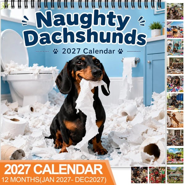 Naughty Dachshunds 2027 Wall Calendar - 12 Months of Mischief, Mayhem and Sausage Dog Smiles