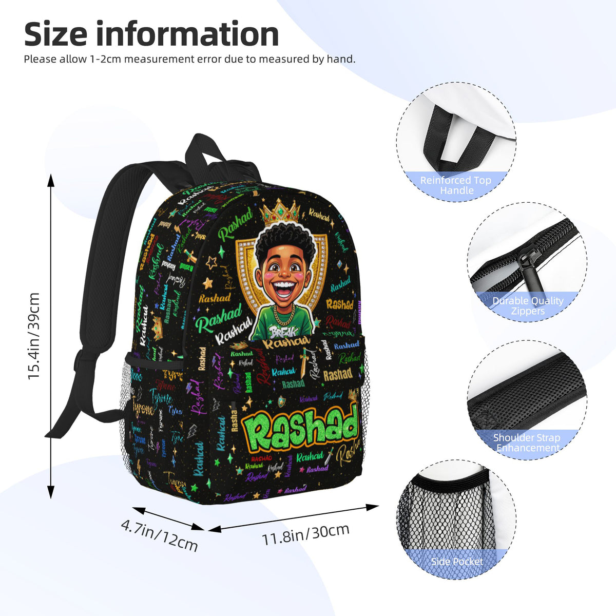 Personalized Starry Cartoon Photo Word Cloud Large Capacity Kids Backpack with Name Back to School Birthday Gift for Boys Girls