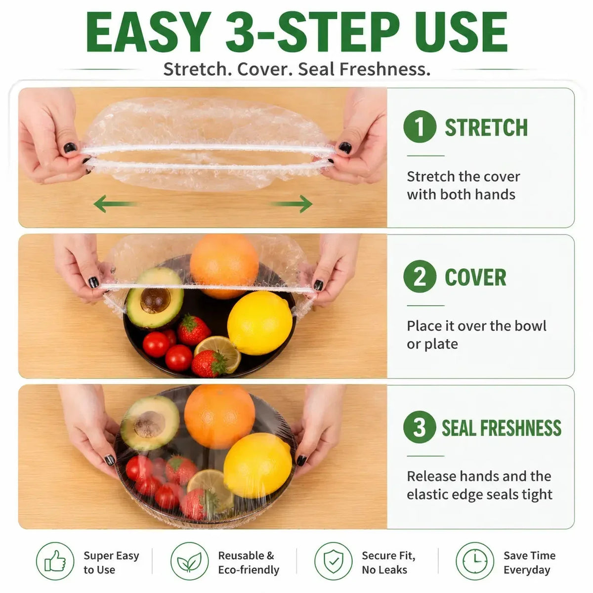 100-Piece Stretch Food Cover Set for Bowls and Containers