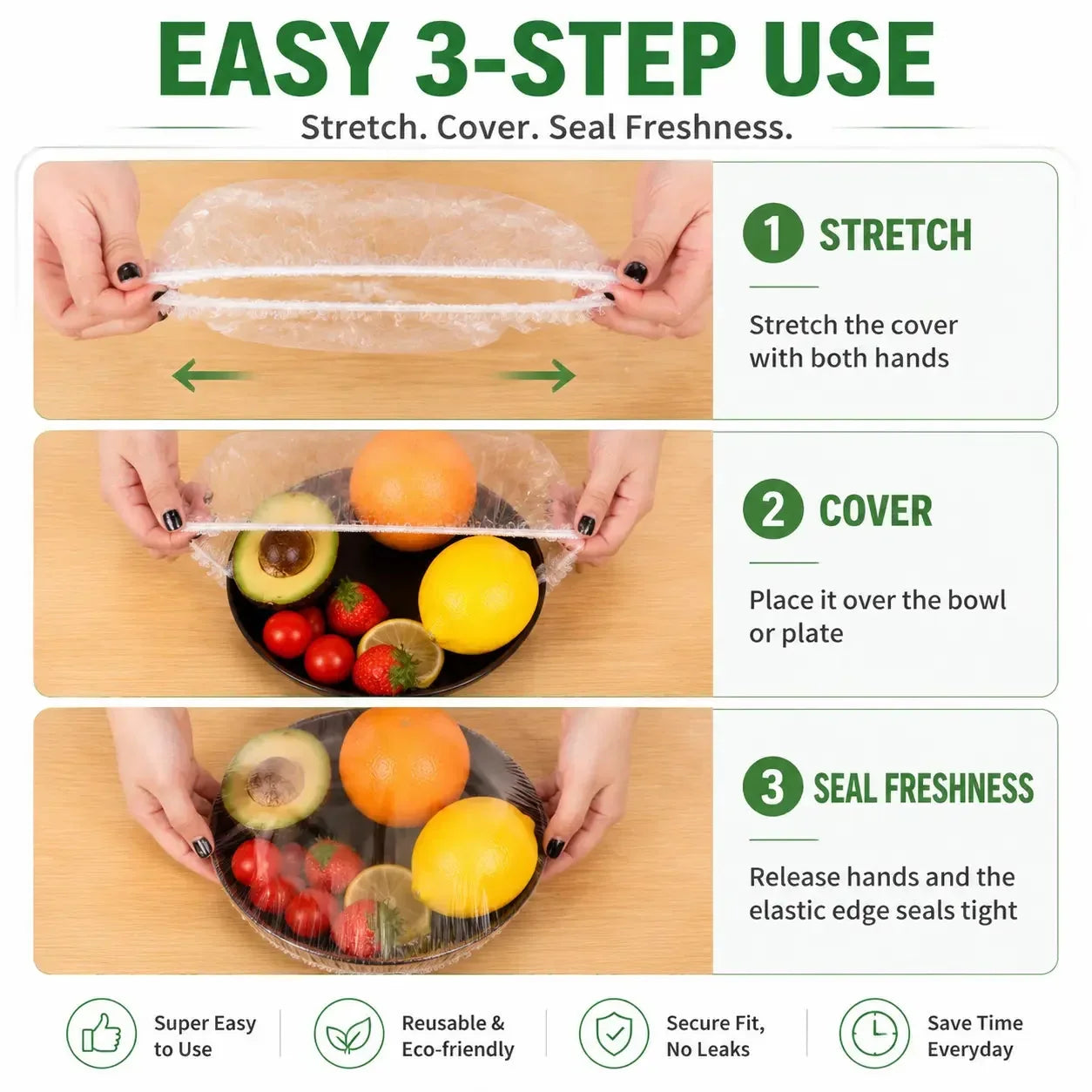 100-Piece Stretch Food Cover Set for Bowls and Containers