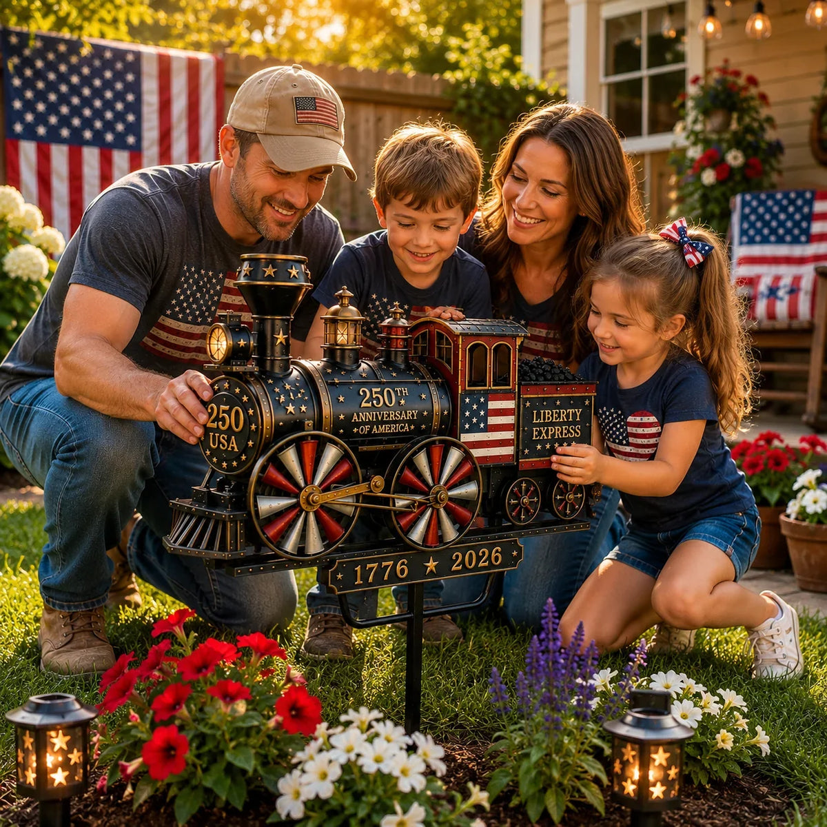 Liberty Express Train Garden Wind Spinner with Patriotic Design