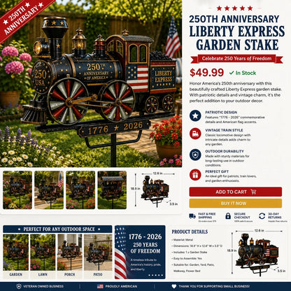 Liberty Express Train Garden Wind Spinner with Patriotic Design
