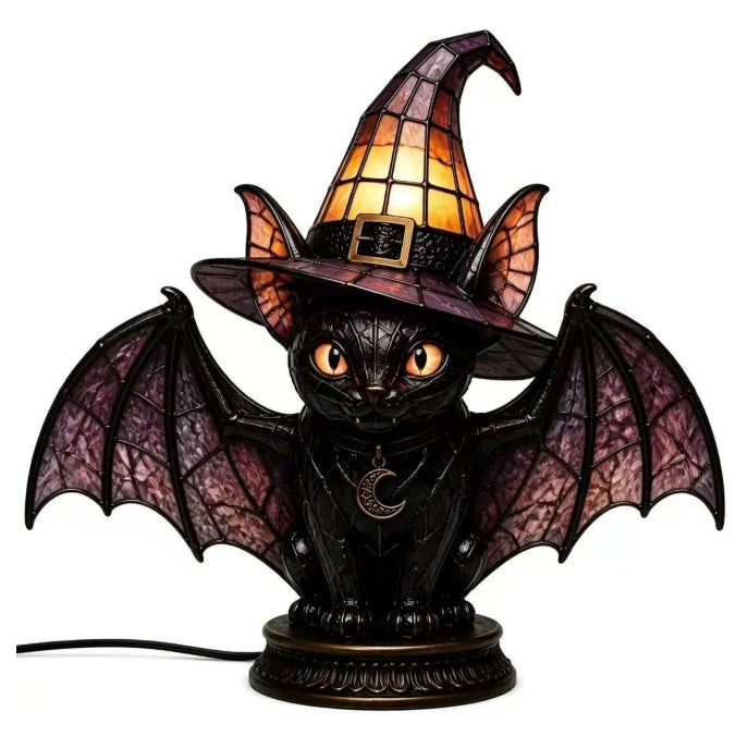 Decorative Magical Black Cat Witch Lamp for Focused Lighting