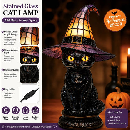 Decorative Magical Black Cat Witch Lamp for Focused Lighting
