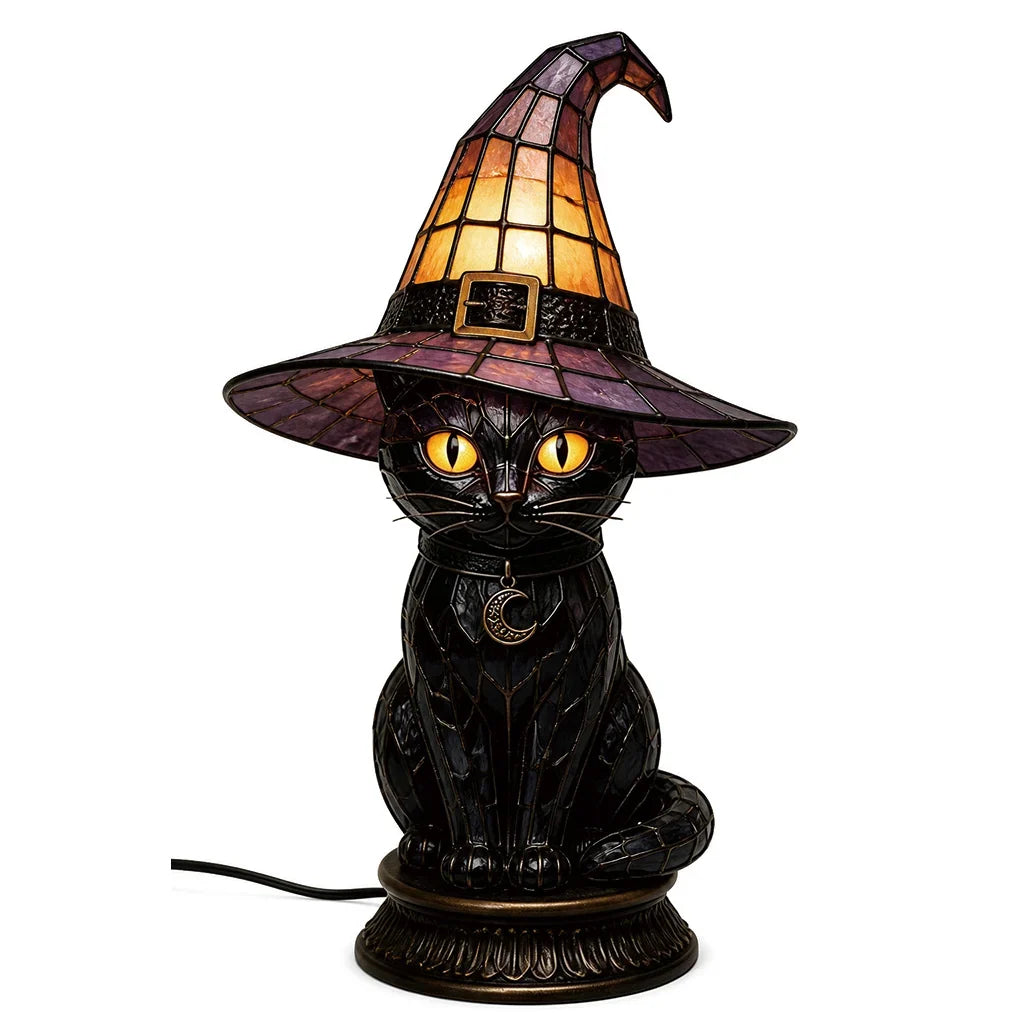 Decorative Magical Black Cat Witch Lamp for Focused Lighting