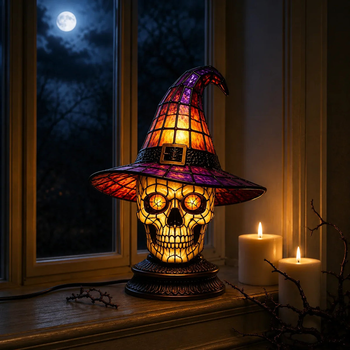 Decorative 7-Piece Stained Glass-Style Lighted Figurine