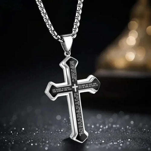 Purpose-Built Men’s Engraved Cross Necklace – Timeless Style with a