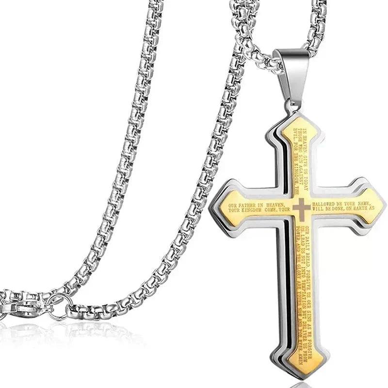 Purpose-Built Men’s Engraved Cross Necklace – Timeless Style with a