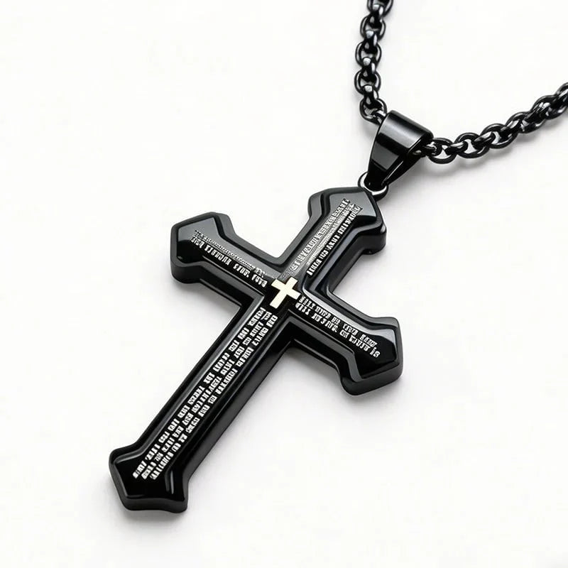 Purpose-Built Men’s Engraved Cross Necklace – Timeless Style with a