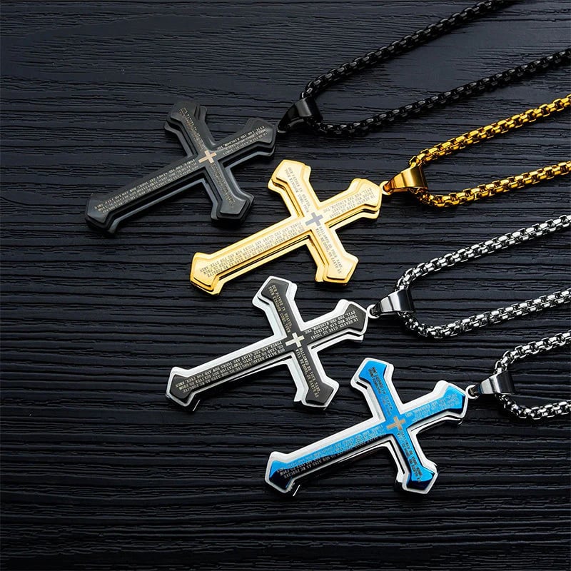 Purpose-Built Men’s Engraved Cross Necklace – Timeless Style with a