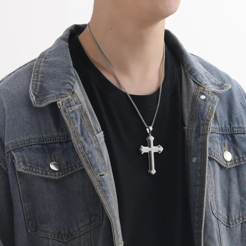Purpose-Built Men’s Engraved Cross Necklace – Timeless Style with a