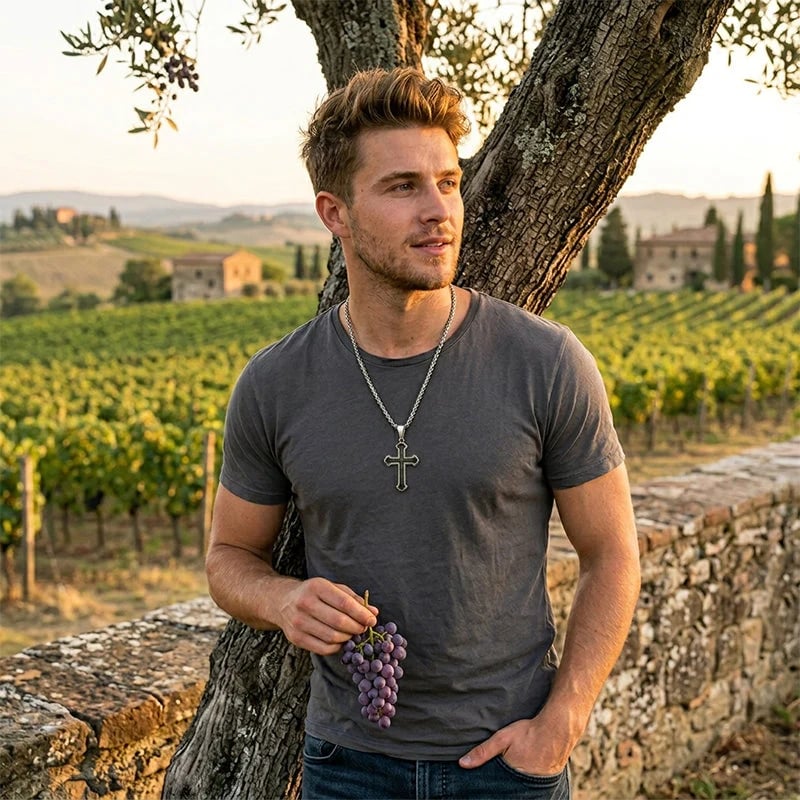 Purpose-Built Men’s Engraved Cross Necklace – Timeless Style with a