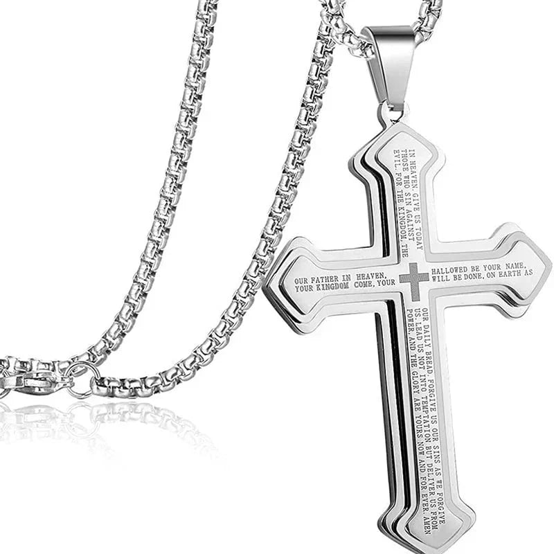 Purpose-Built Men’s Engraved Cross Necklace – Timeless Style with a