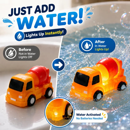 Vehicle-Ready 6PCS Water-Activated Light-Up Bath Toy Cars – Traffic &