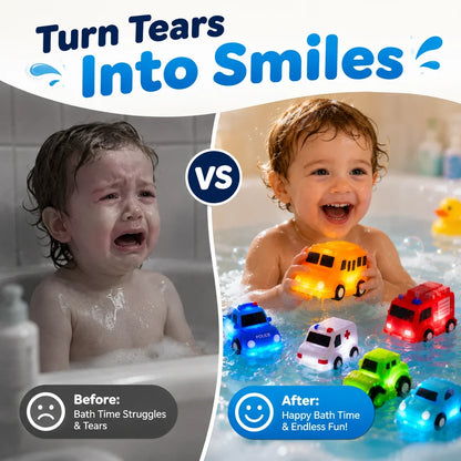 Vehicle-Ready 6PCS Water-Activated Light-Up Bath Toy Cars – Traffic &