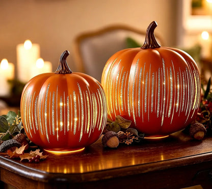 Decorative Light-Up Starry Night Pumpkin – Elegant Fall &