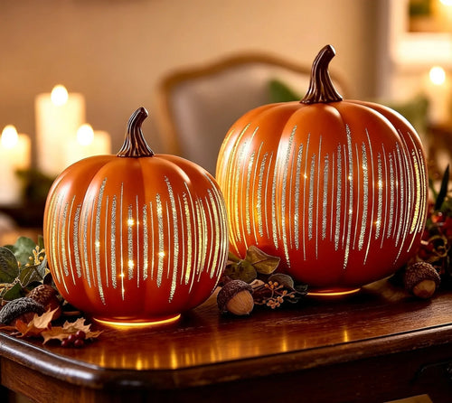 Decorative Light-Up Starry Night Pumpkin – Elegant Fall &