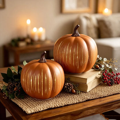 Decorative Light-Up Starry Night Pumpkin – Elegant Fall &