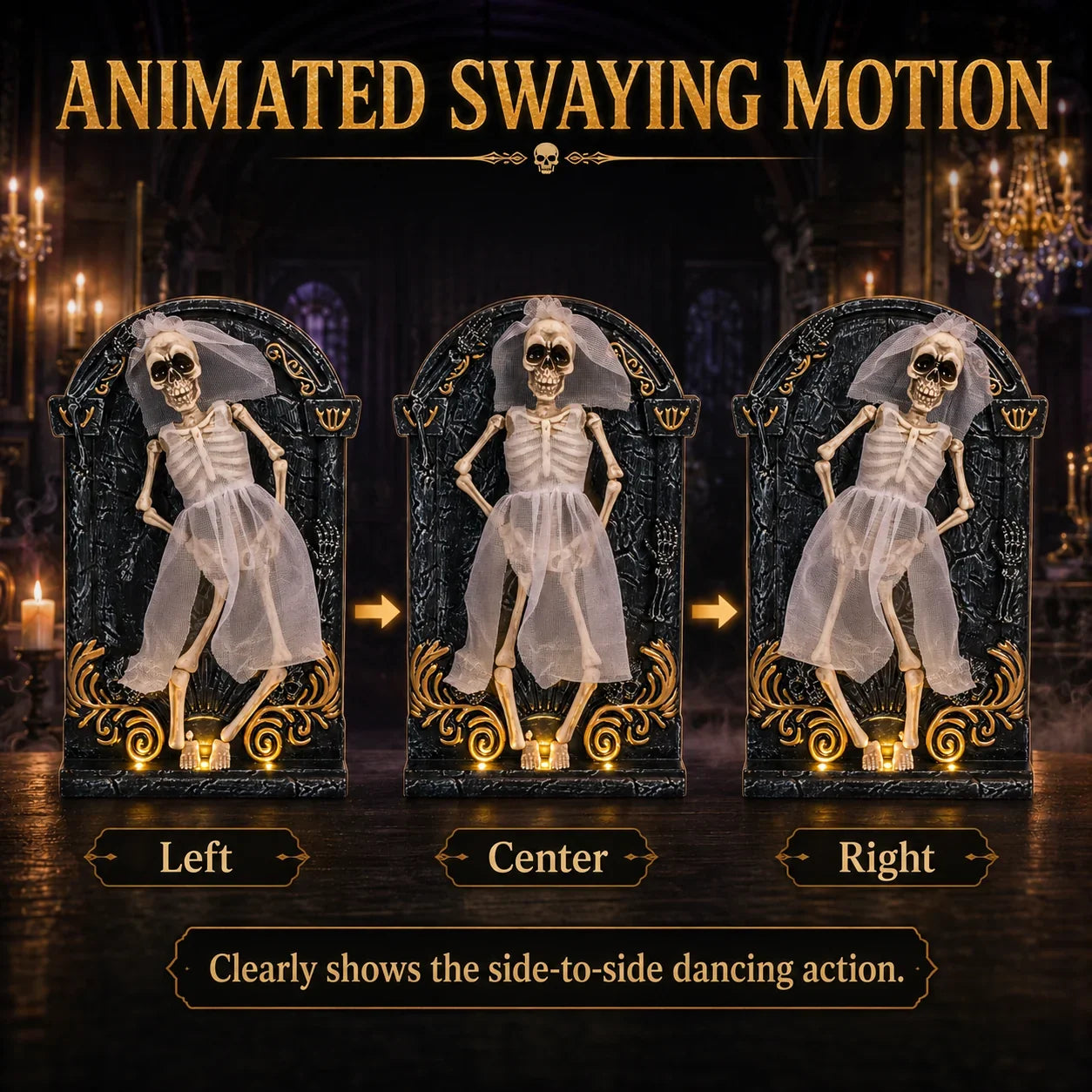 Decorative They Actually Move Animated Light-Up Dancing Skeleton