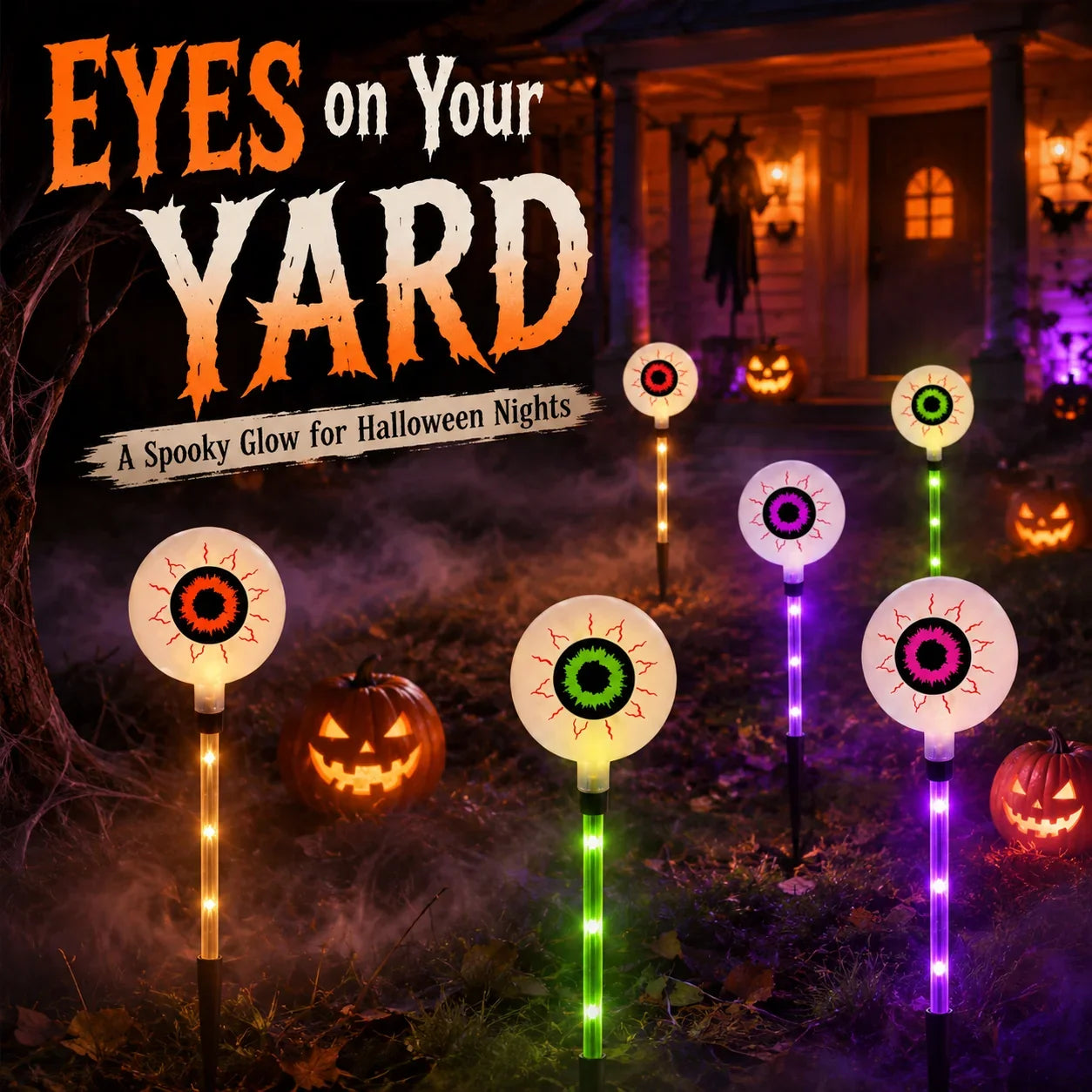 Six Solar Eyeball Stakes for Eerie Yard Lighting