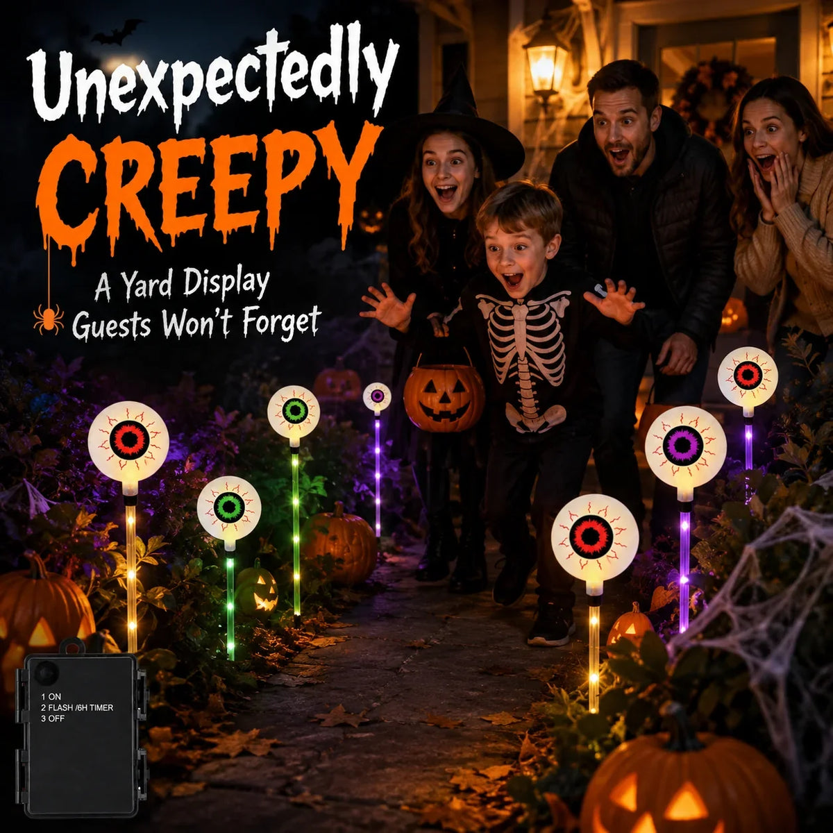 Six Solar Eyeball Stakes for Eerie Yard Lighting