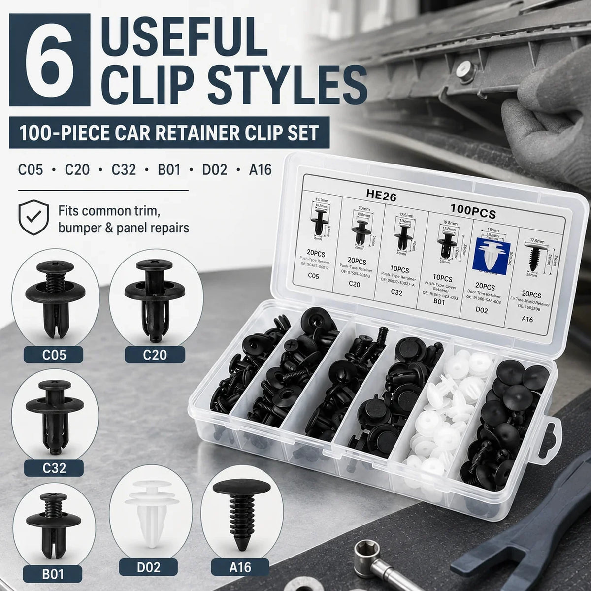 Vehicle-Ready 100PCS Bumper Retainer Clips Car Body Trim Clips