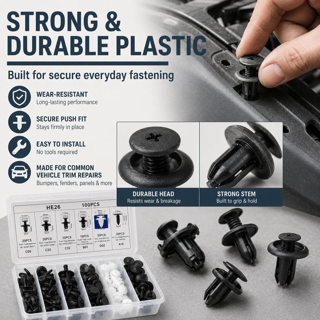 Vehicle-Ready 100PCS Bumper Retainer Clips Car Body Trim Clips
