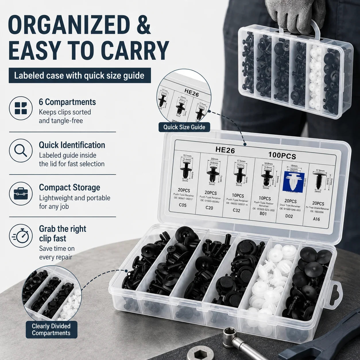 Vehicle-Ready 100PCS Bumper Retainer Clips Car Body Trim Clips
