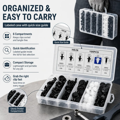 Vehicle-Ready 100PCS Bumper Retainer Clips Car Body Trim Clips