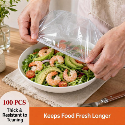 Practical 100Pcs Medium Reusable Elastic Plastic Bowl Covers