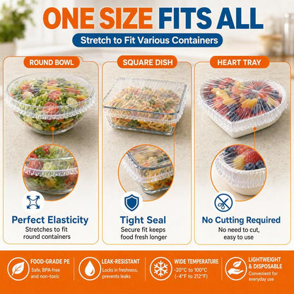 Practical 100Pcs Medium Reusable Elastic Plastic Bowl Covers
