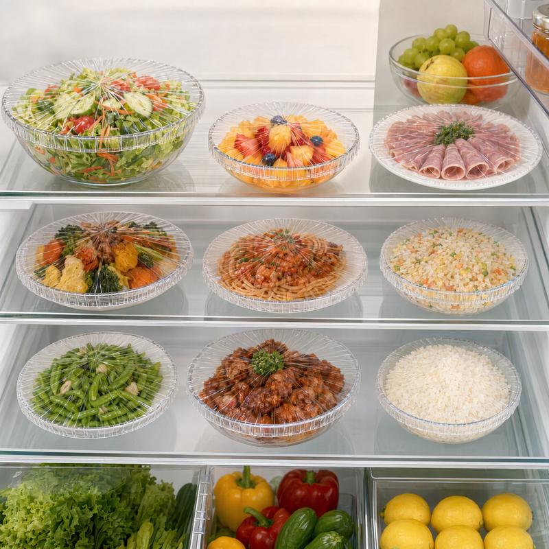 Practical 100Pcs Medium Reusable Elastic Plastic Bowl Covers