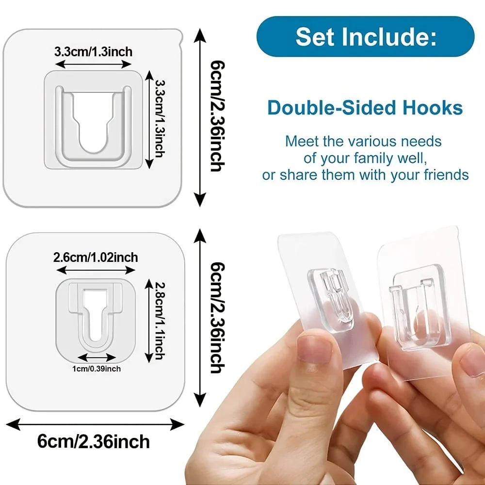 Practical 10/30/50 pairs Wall Hooks Hanger Double Sided Adhesive