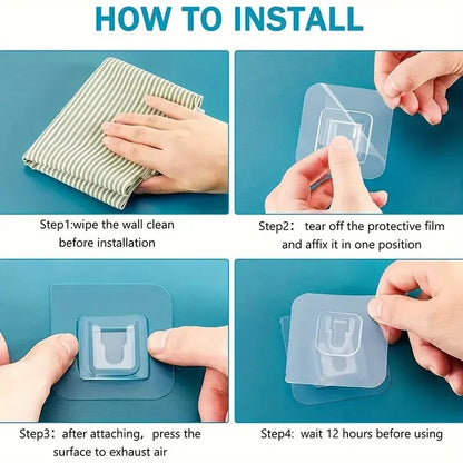 Practical 10/30/50 pairs Wall Hooks Hanger Double Sided Adhesive