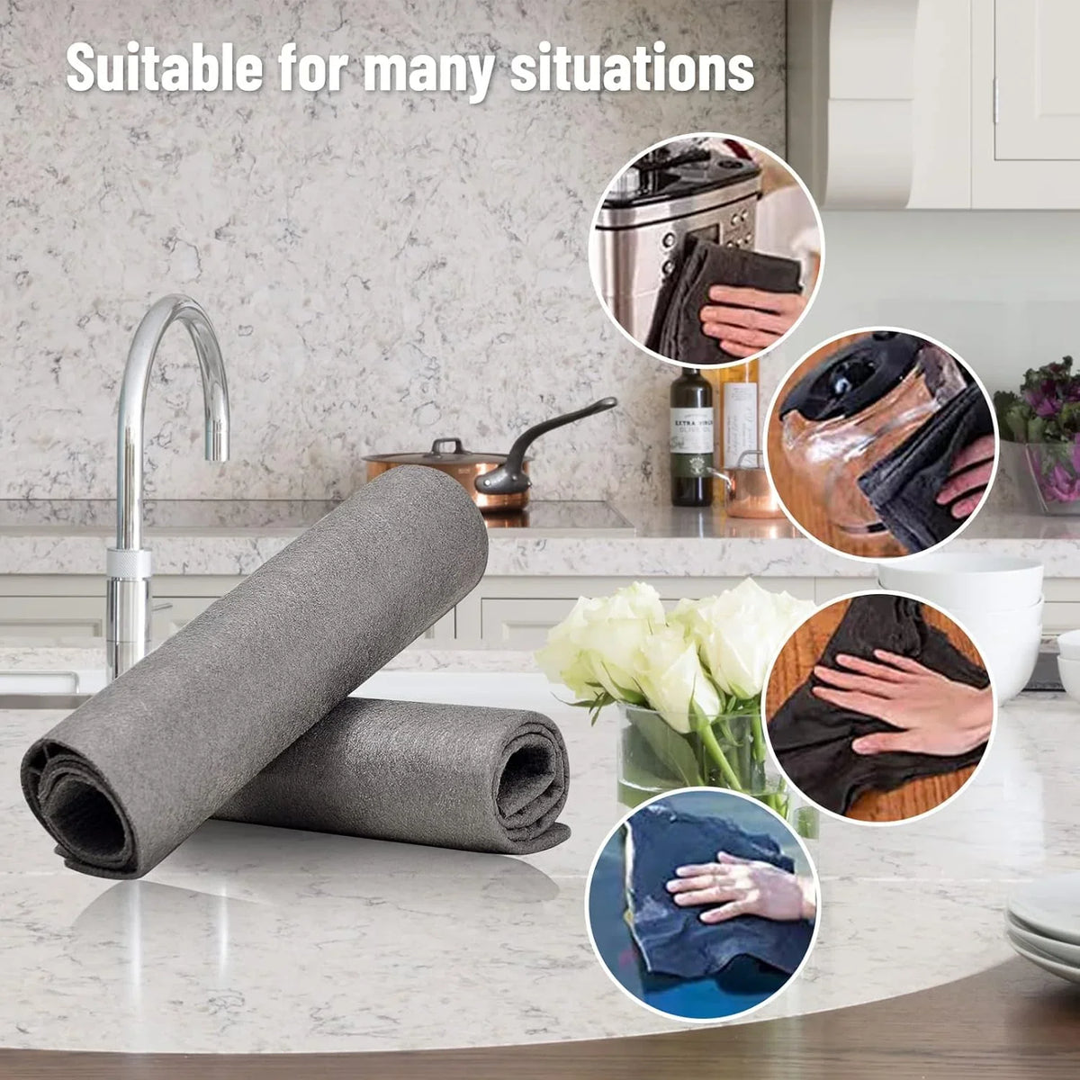 Easy-Care 10 Counts Magic Cleaning Cloth, Reuseable Thickened Streak