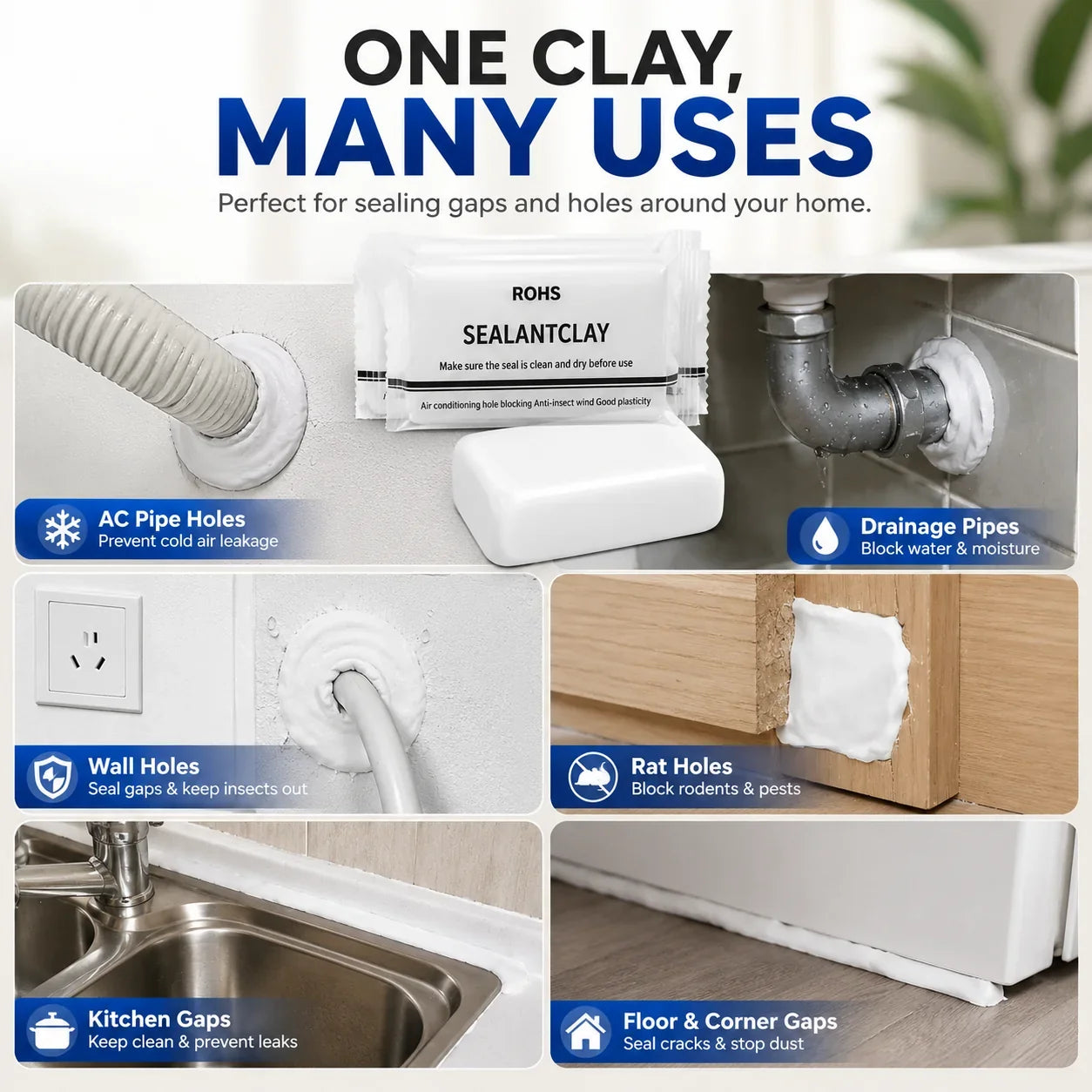 Purpose-Built Sealant Clay – Waterproof, Anti-Insect, Wall Hole