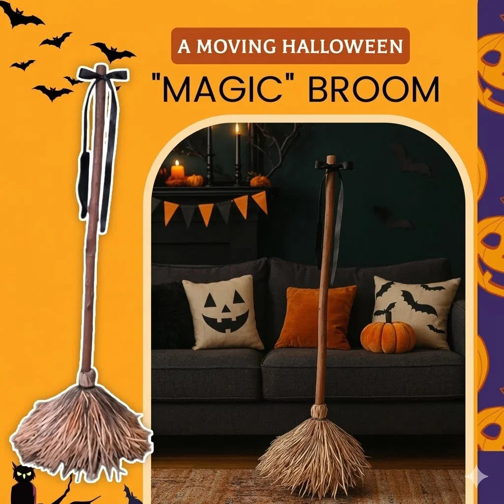 Purpose-Built Self-Moving Witch Broom: Motion-Activated Spooky
