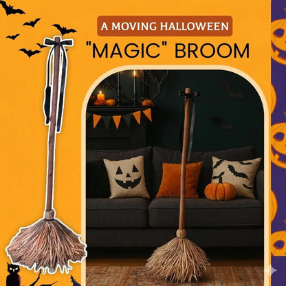 Purpose-Built Self-Moving Witch Broom: Motion-Activated Spooky