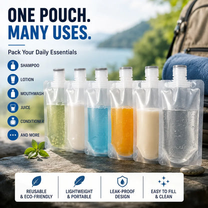 Vehicle-Ready 12 Counts Reusable Plastic Pouches – Versatile Liquid