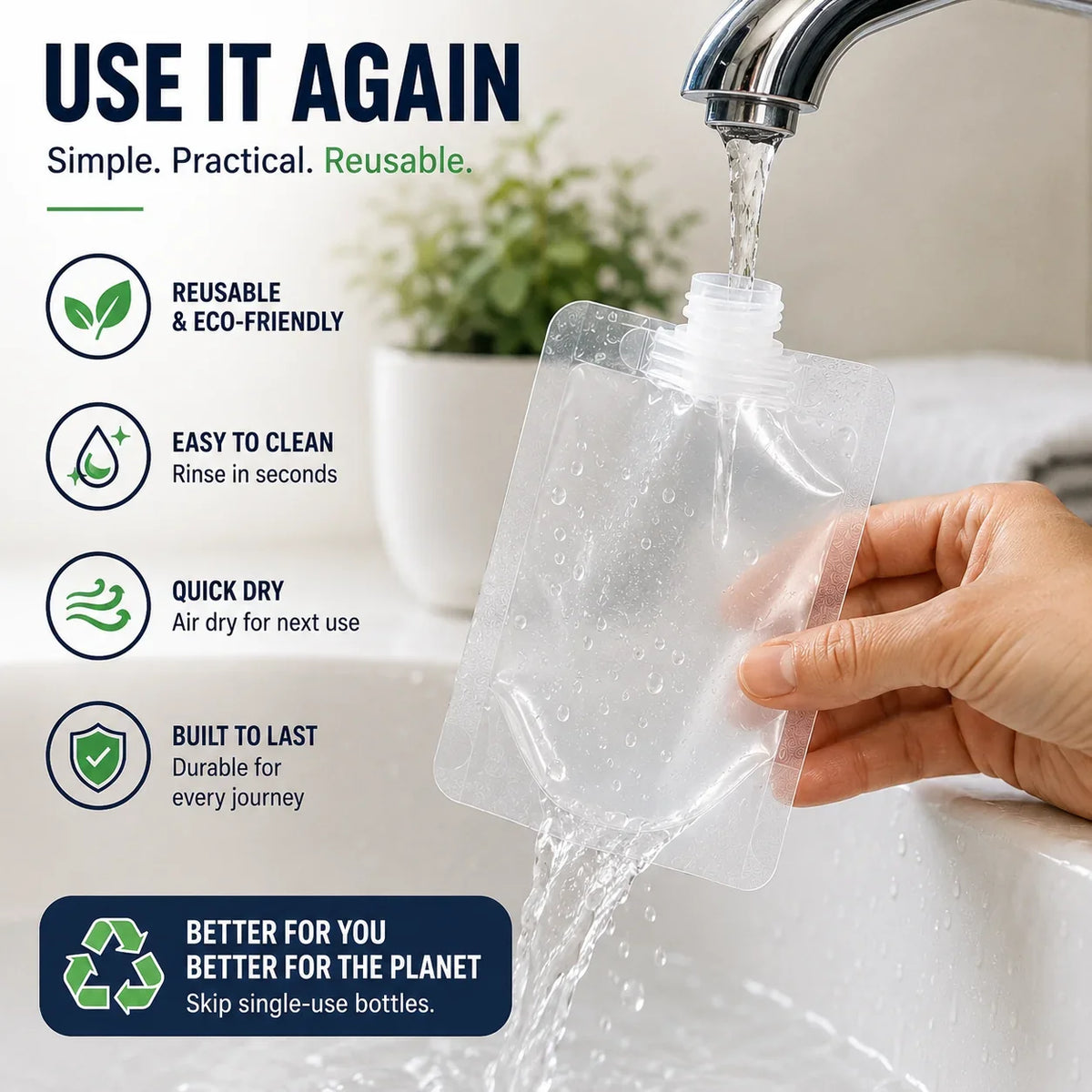Vehicle-Ready 12 Counts Reusable Plastic Pouches – Versatile Liquid
