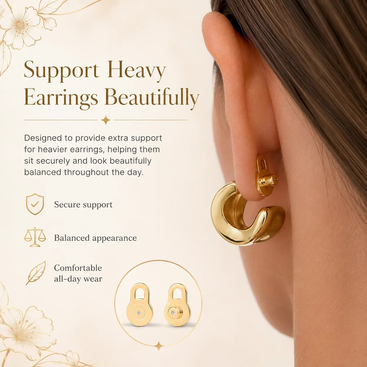 Earring Lifters with a 14K Gold-Plated Finish