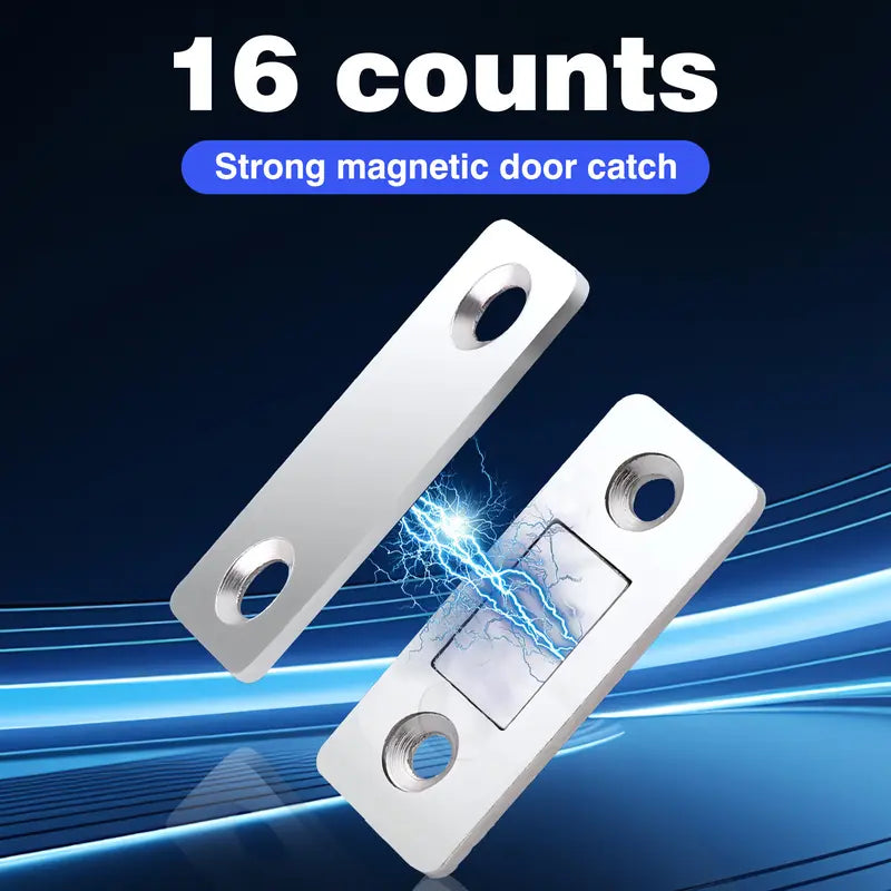 16-Pair Stick-On Magnetic Cabinet Catches with Tool-Free Installation