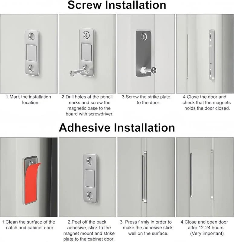 16-Pair Stick-On Magnetic Cabinet Catches with Tool-Free Installation