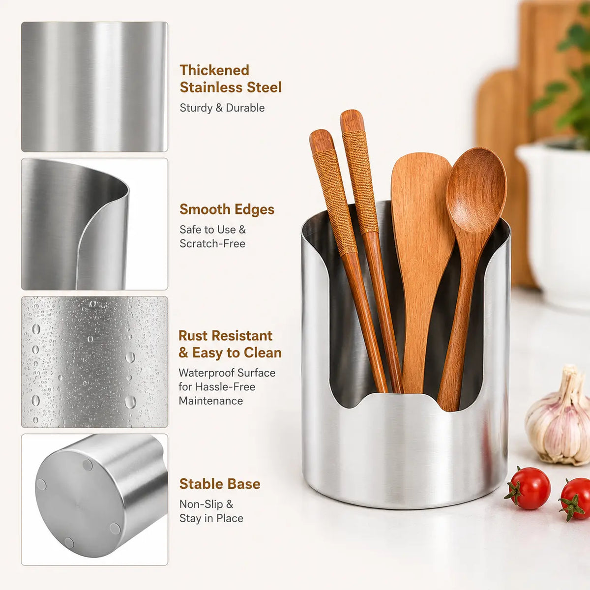 Space-Saving Thickened Stainless Steel Utensil Organizer