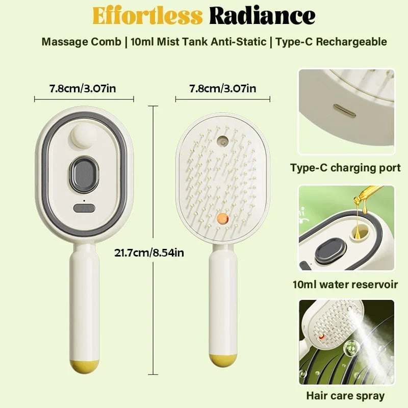 Vehicle-Ready Electric Steaming Massage Hair Care Brush for Garage Use